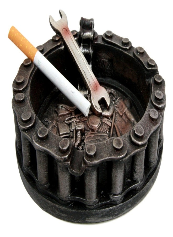 إيبروس جيفت هدية إيبروس: سلسلة حزام دائرية للدراجات النارية مع مفتاح ربط ومنفضة سجائر، تمثال من الراتنج، مناسب لغرفة التدخين، أو كهف الرجل، أو البار الداخلي والخارجي. قطعة ديكور مميزة - Image 3